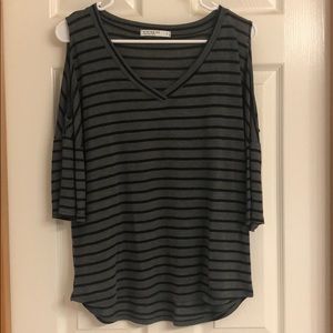 Off the shoulder olive green and black shirt